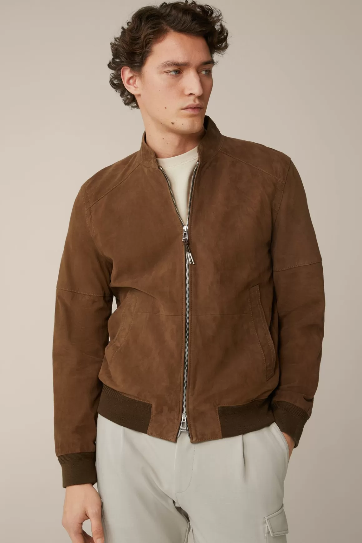 Borello Goatskin Suede Leather Blouson In Brown<Windsor Discount