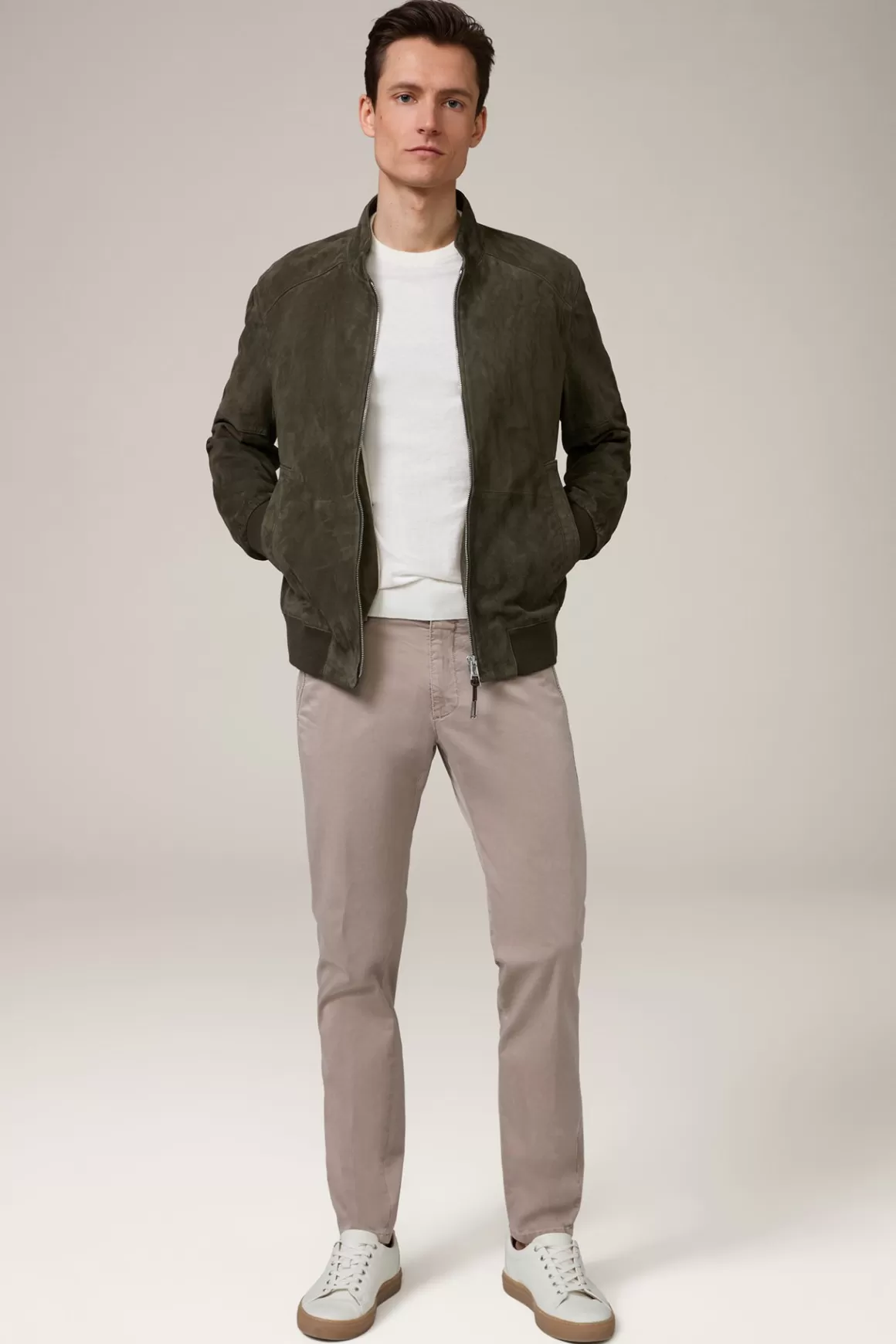 Borello Goatskin Suede Leather Blouson In Olive<Windsor Flash Sale