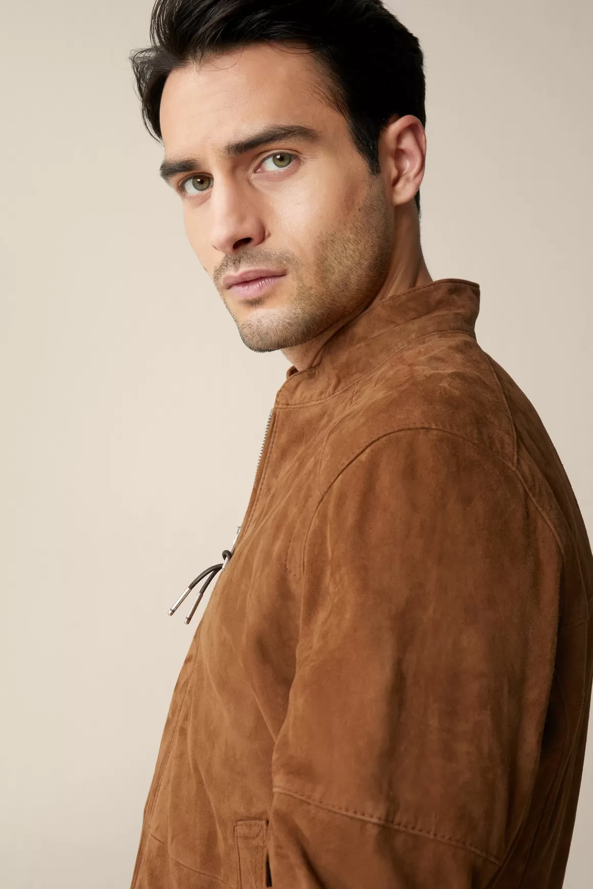 Borello Goatskin Suede Leather Bomber Jacket In Cognac<Windsor Store