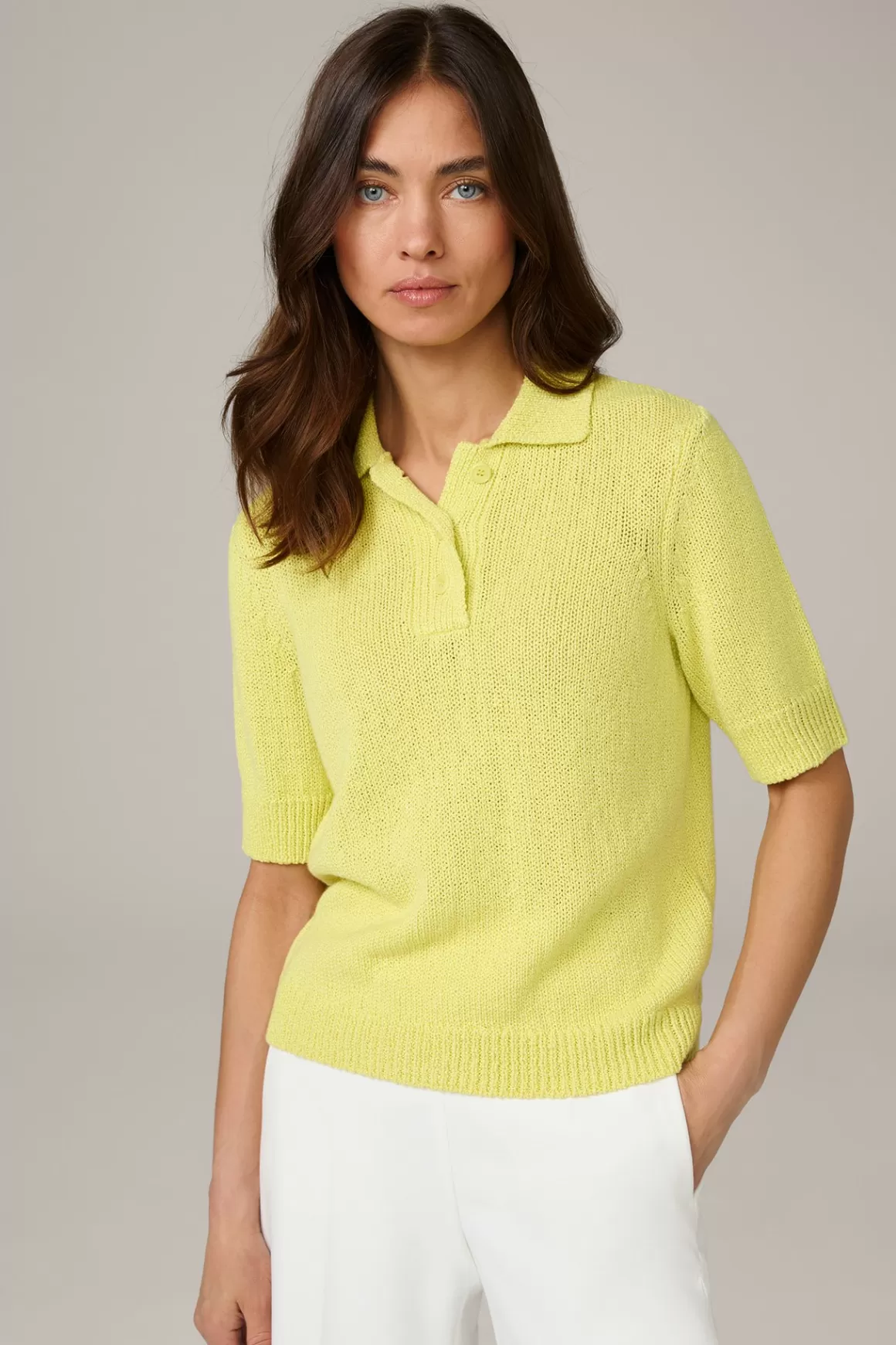 Cotton Blend Boucle Polo Shirt In Yellow<Windsor Sale