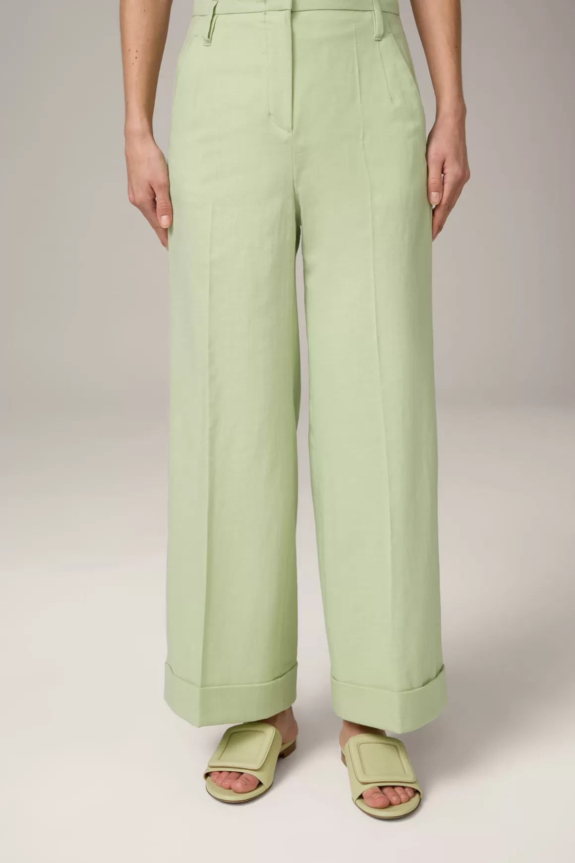 Cotton Blend Culottes In Light Green<Windsor Fashion