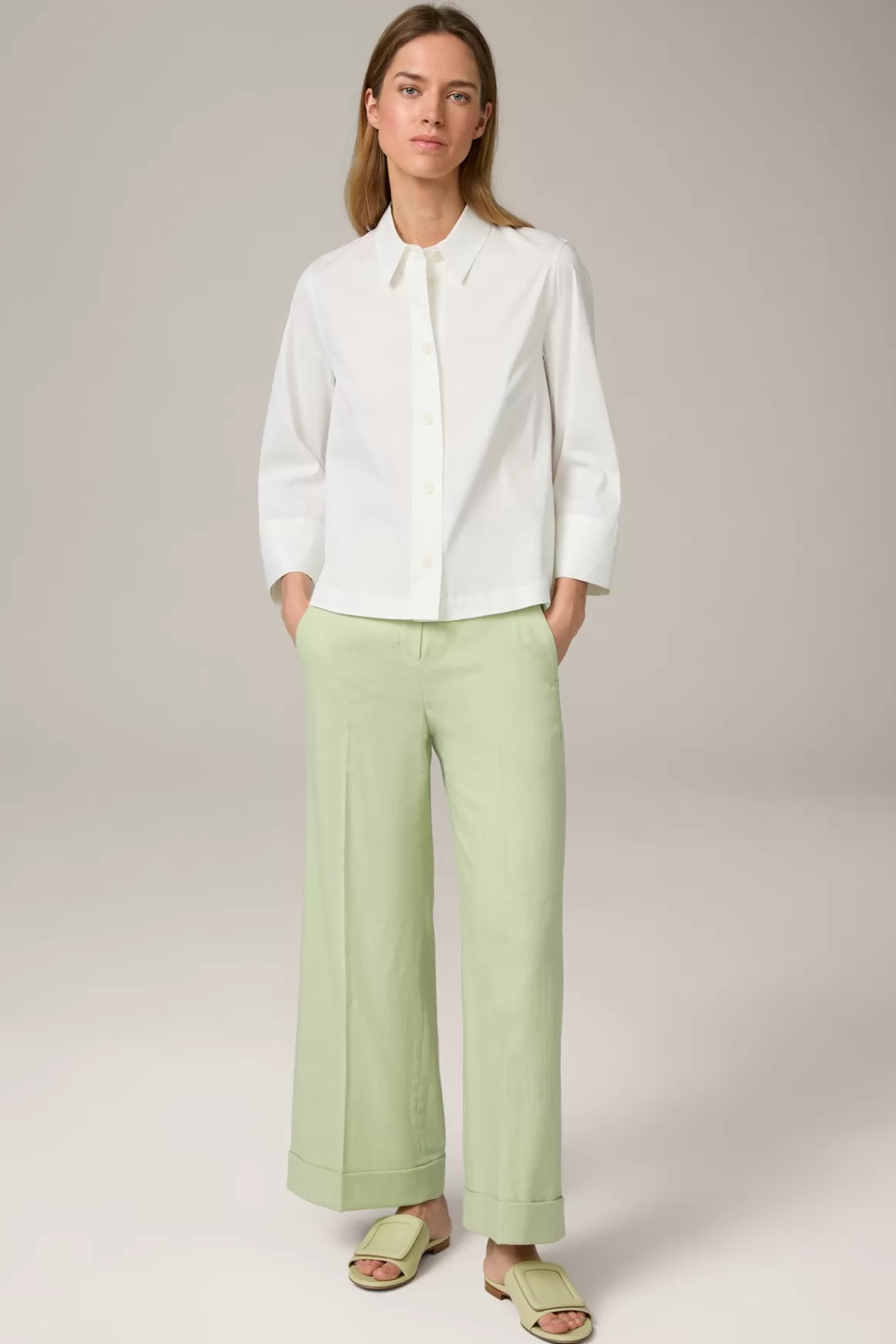 Cotton Blend Culottes In Light Green<Windsor Fashion