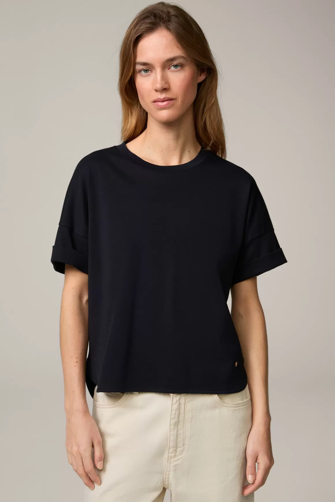 Cotton Interlock Half-Sleeve Shirt In Navy<Windsor Sale