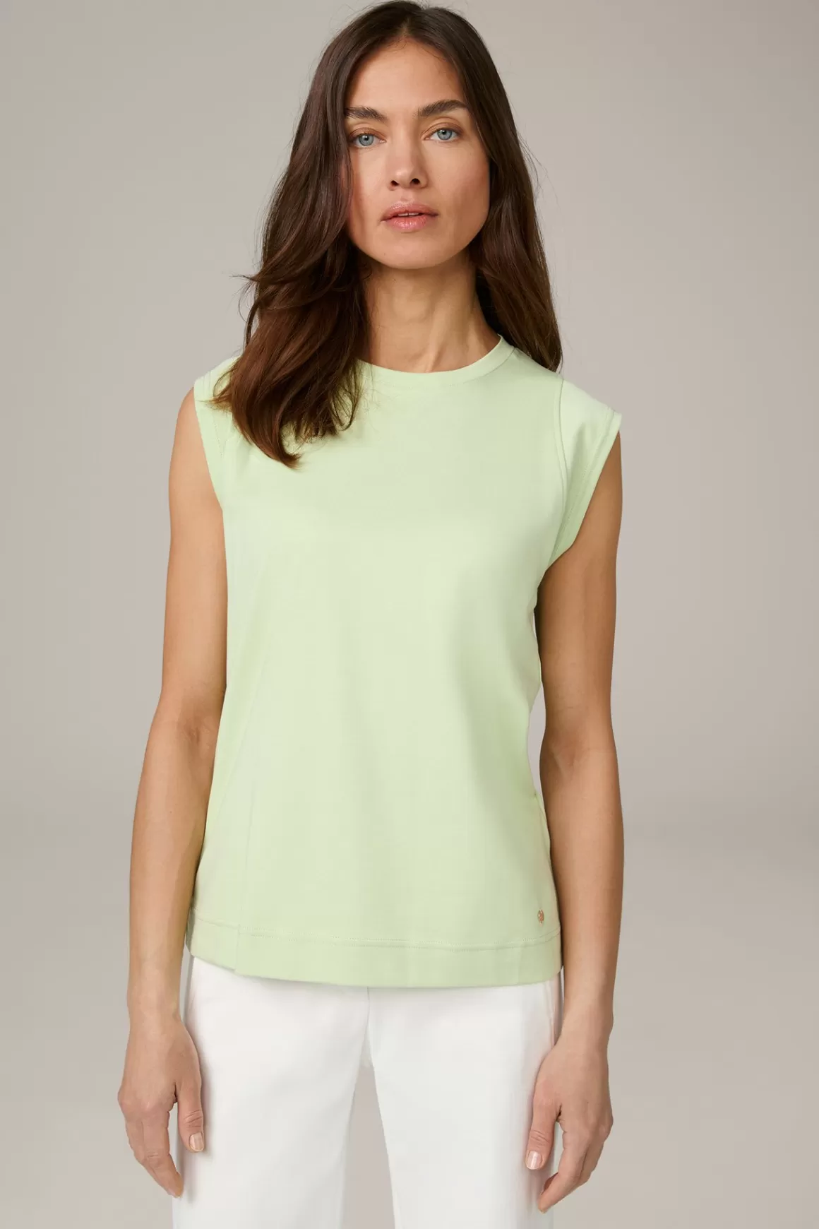 Cotton Interlock Shirt With Cap Sleeves In Light Green<Windsor Cheap