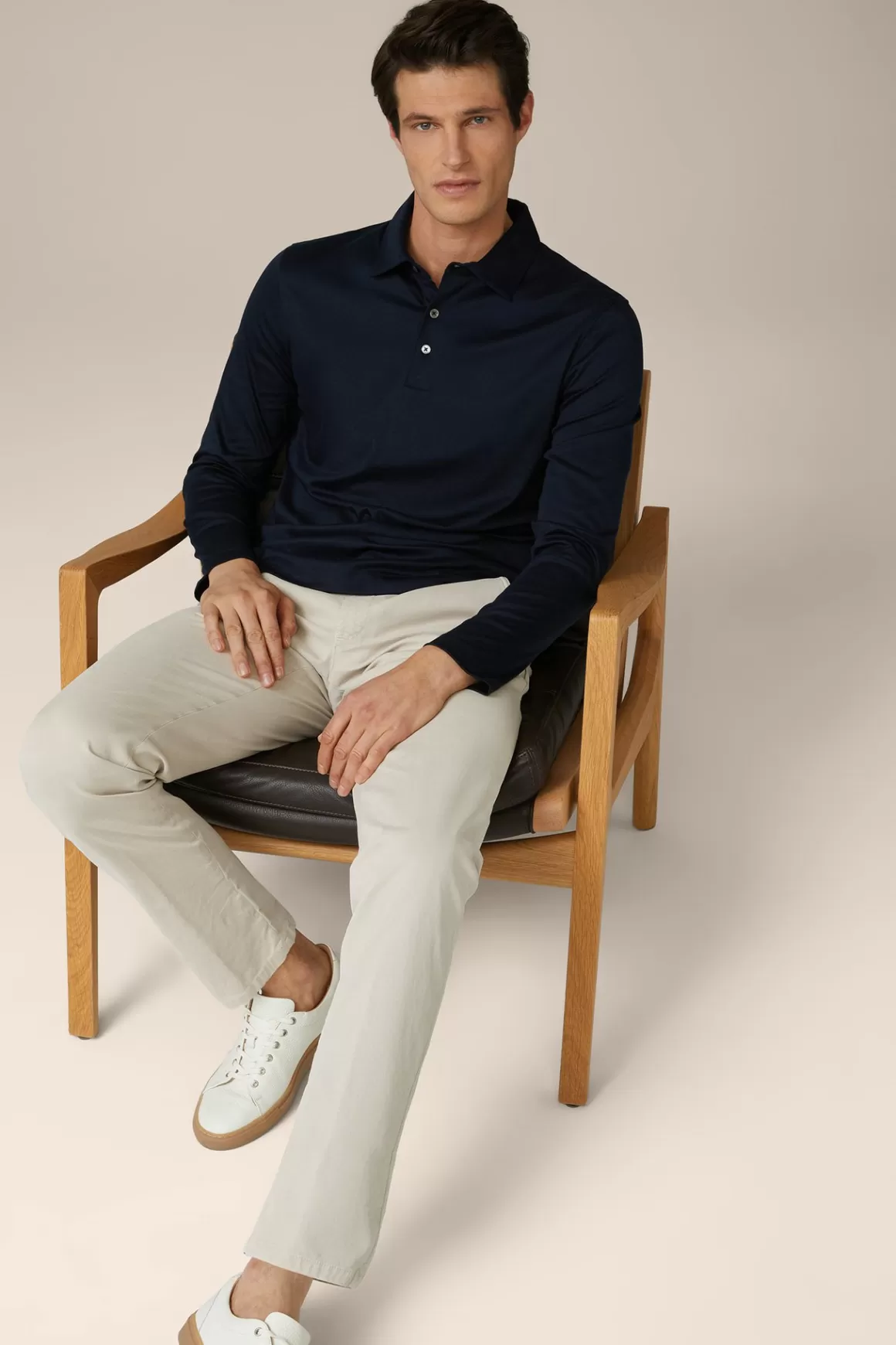 Cotton Long-Sleeved Shirt In Navy<Windsor Hot