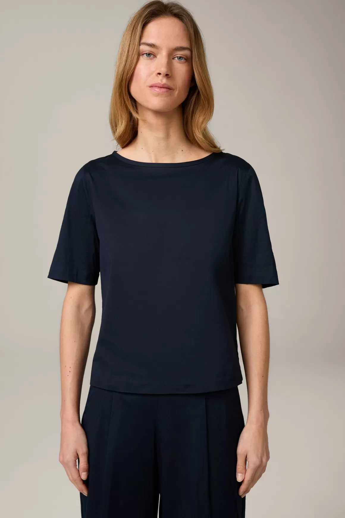 Cotton Stretch Blouse In Navy<Windsor Best