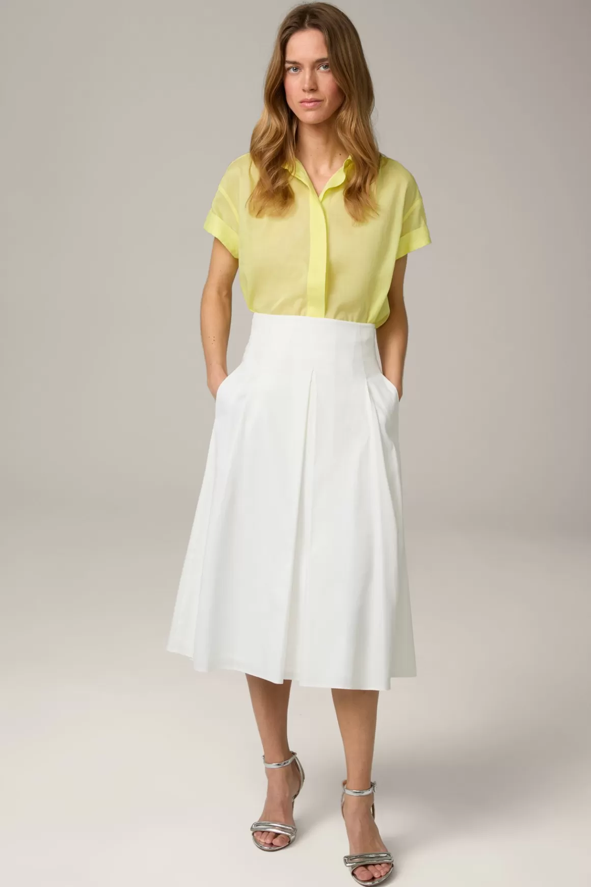 Cotton Stretch Midi Skirt In Ecru<Windsor Best Sale