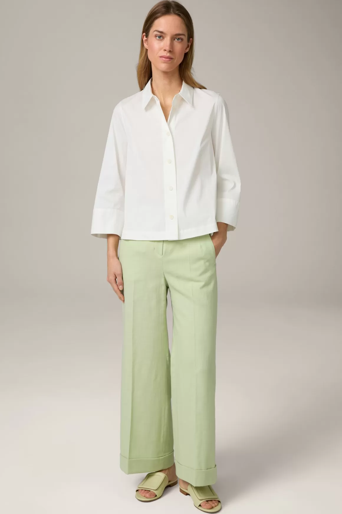 Cotton Stretch Shirt-Style Blouse In Ecru<Windsor Shop