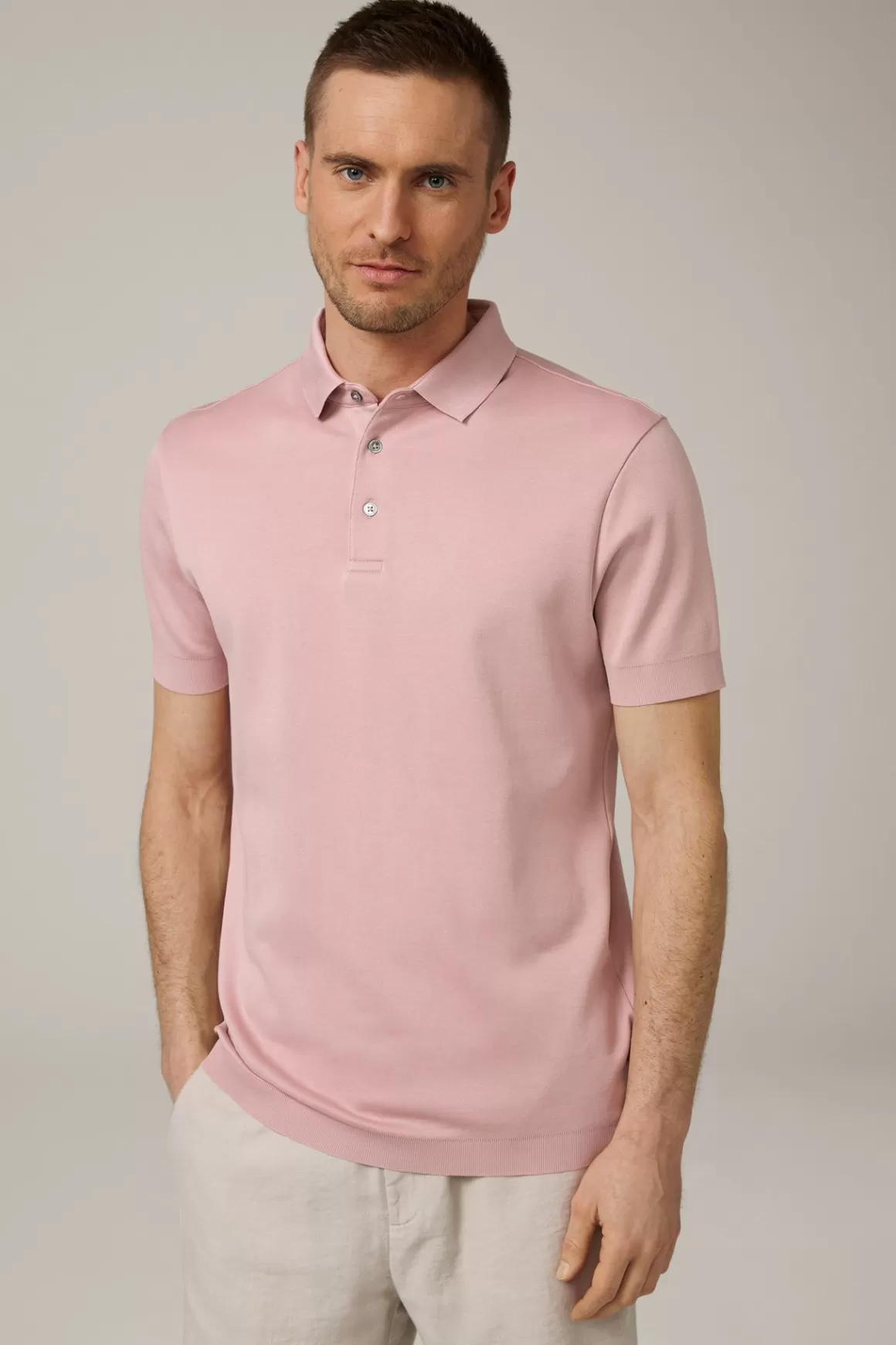 Floro Cotton Polo Shirt In Dusty Pink<Windsor New