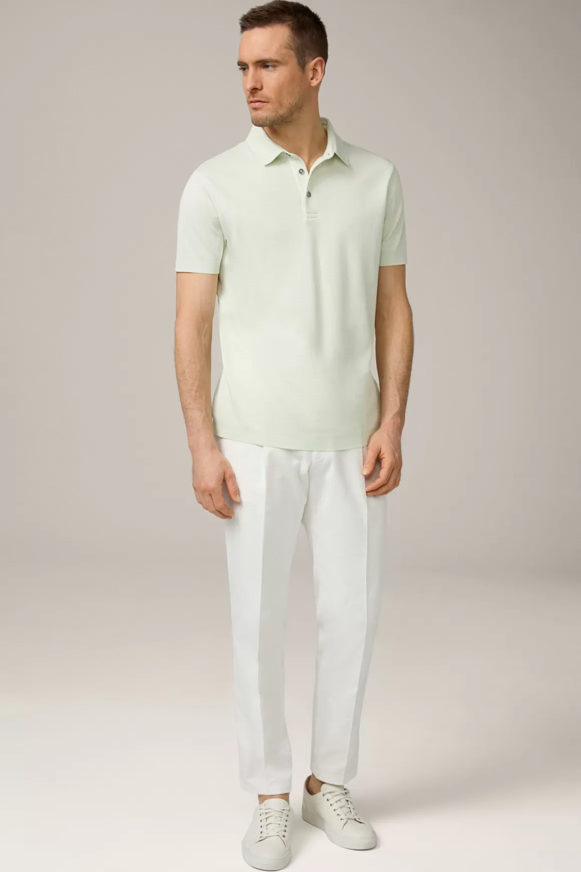 Floro Cotton Polo Shirt In Light Green<Windsor Flash Sale