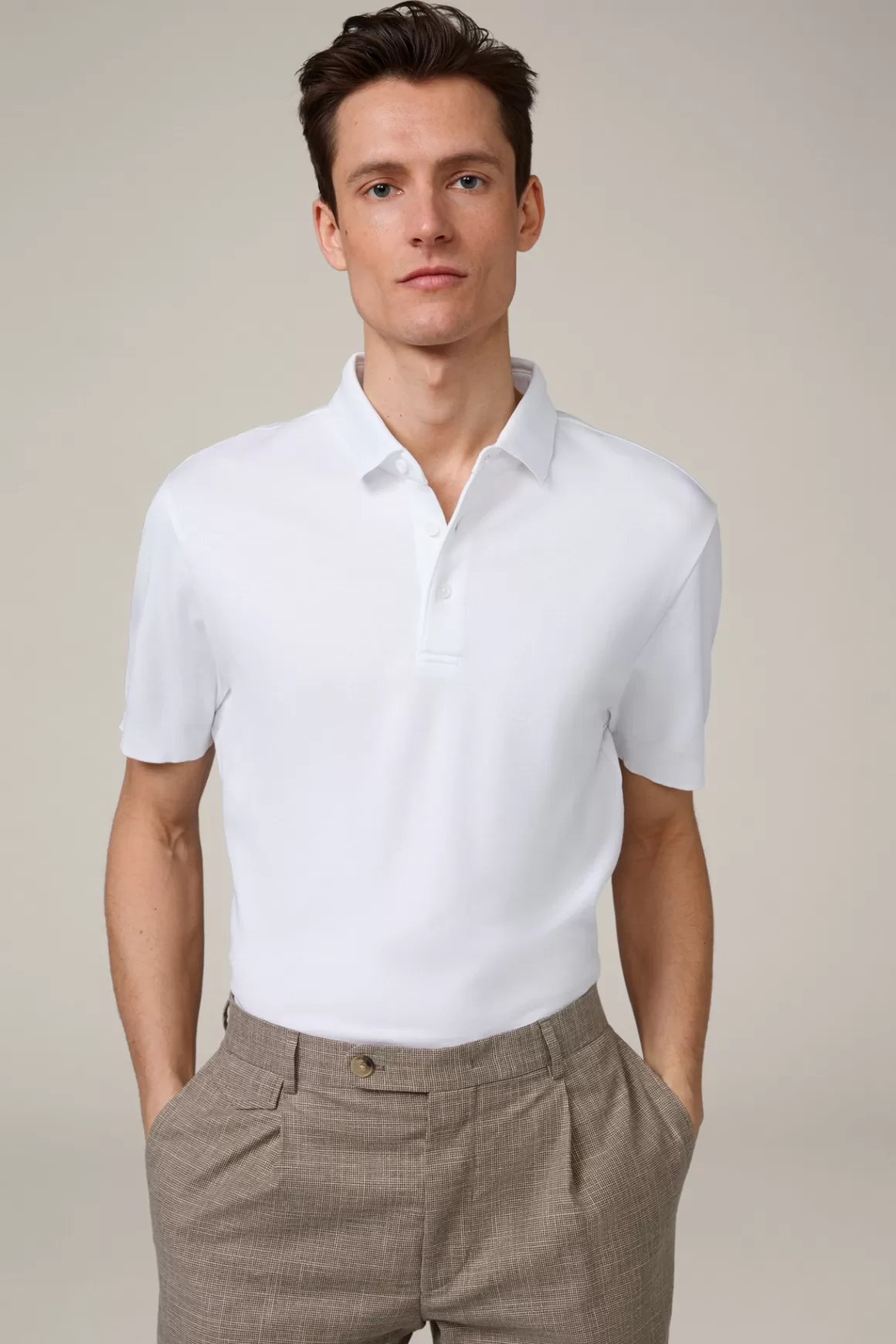 Floro Cotton Polo Shirt In White<Windsor Best