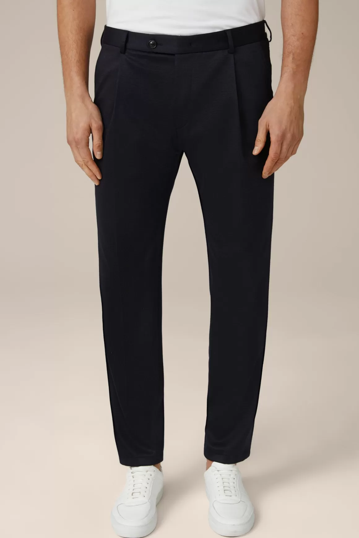 Floro Wool Jersey Pleat-Front Trousers In Navy<Windsor Cheap