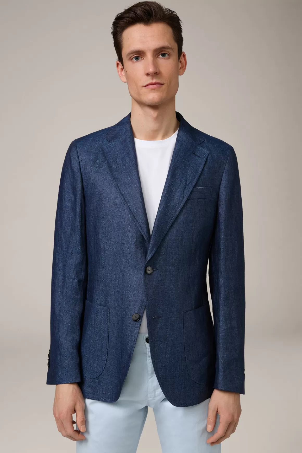 Giro Herringbone Linen Jacket In Blue<Windsor Online