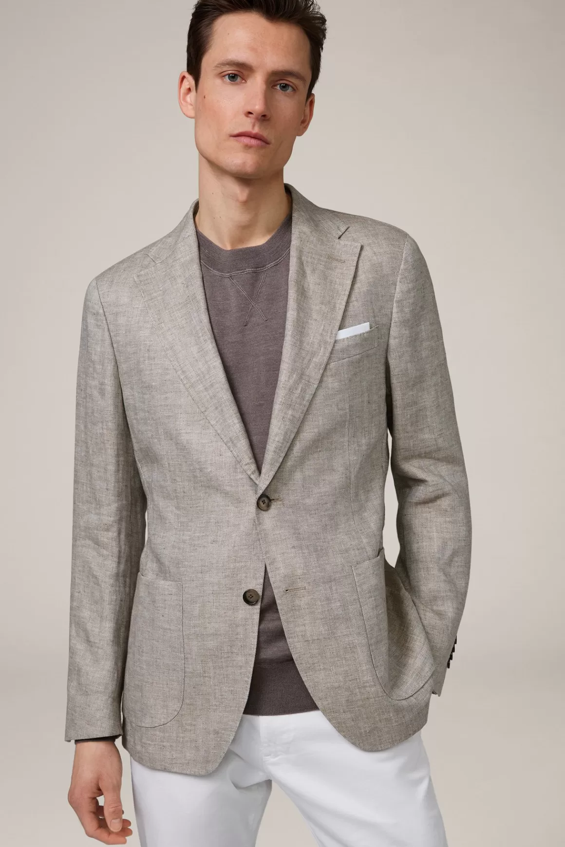 Giro Herringbone Linen Jacket In Brown<Windsor Flash Sale