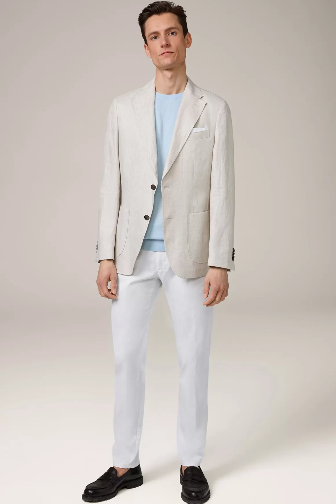 Giro Linen Jacket With Herringbone Pattern In Light Beige<Windsor Cheap