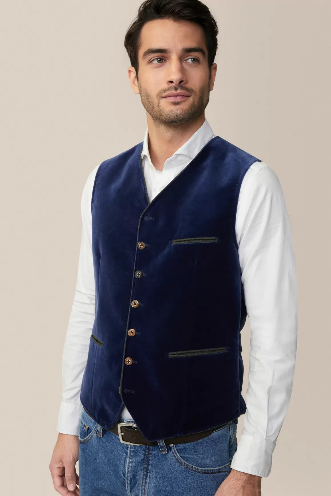 Isar Traditional Costume Waistcoat In Mid-Blue<Windsor Store