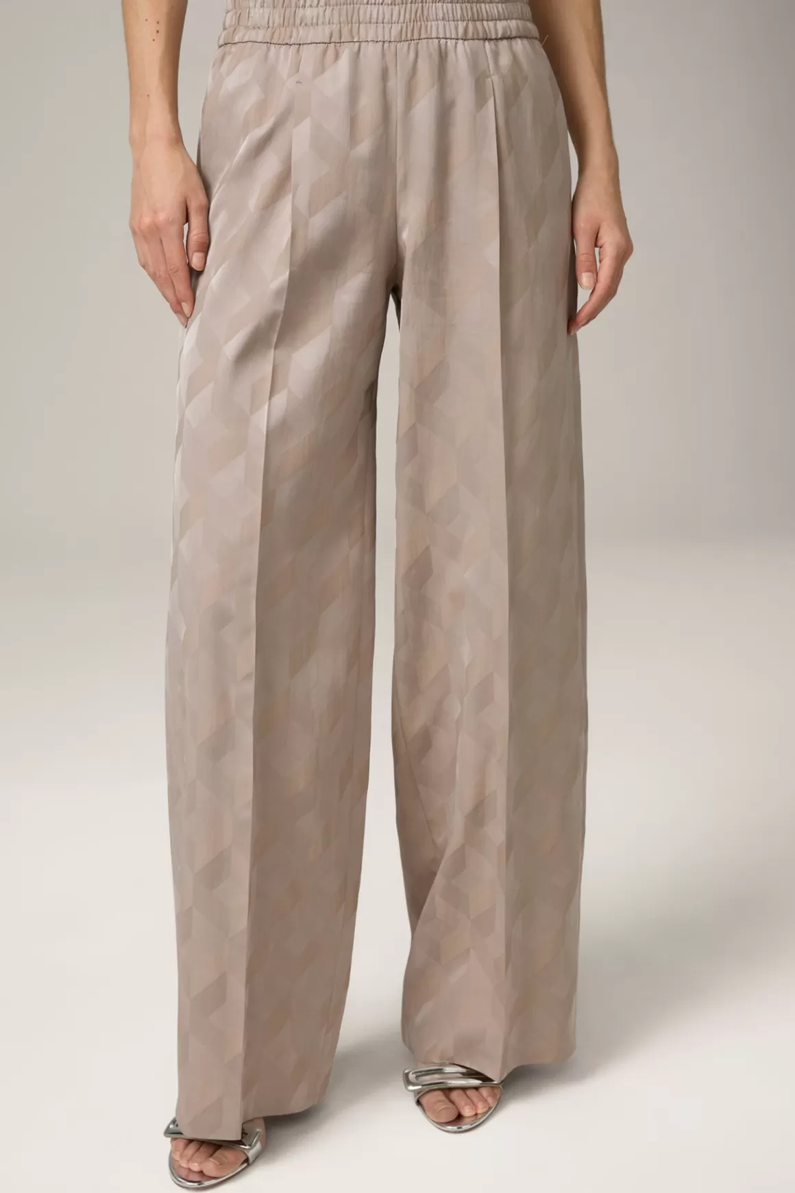 Jacquard Palazzo Trousers In Taupe<Windsor Flash Sale