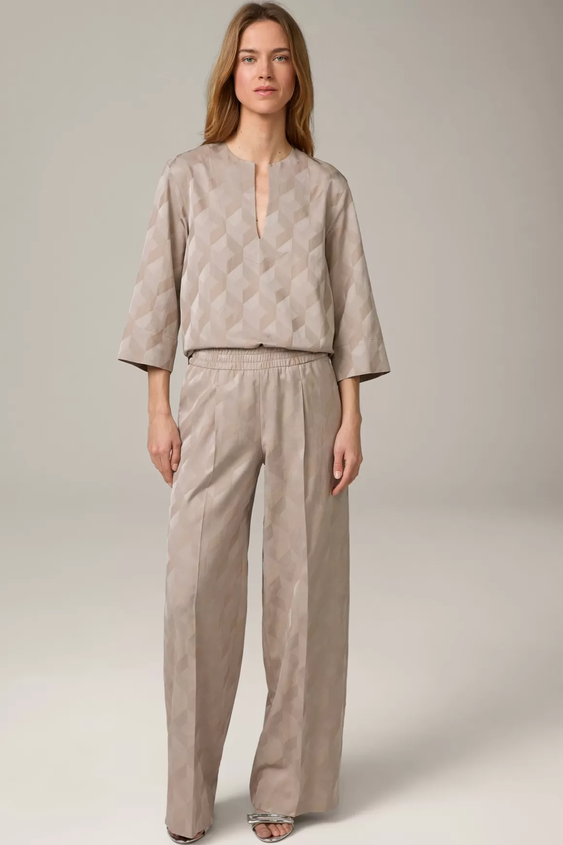 Jacquard Palazzo Trousers In Taupe<Windsor Flash Sale