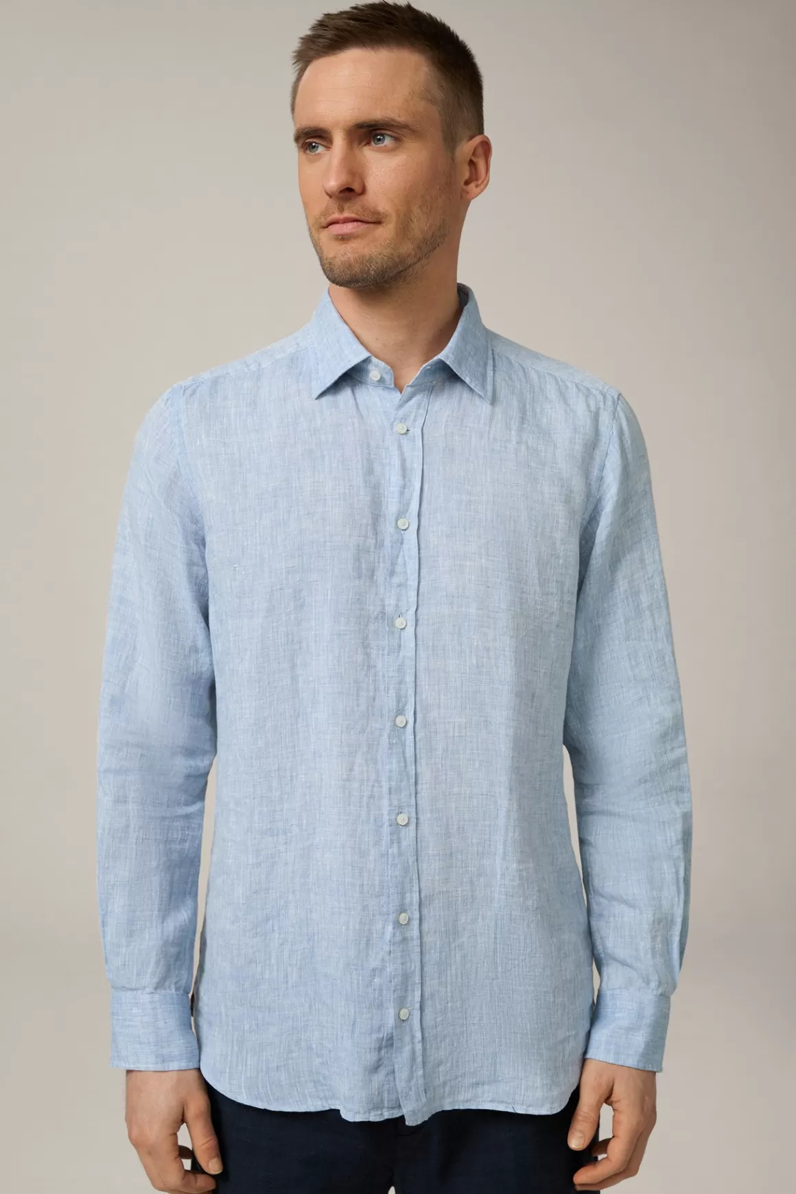 Lapo Linen Shirt In Blue Melange<Windsor Shop