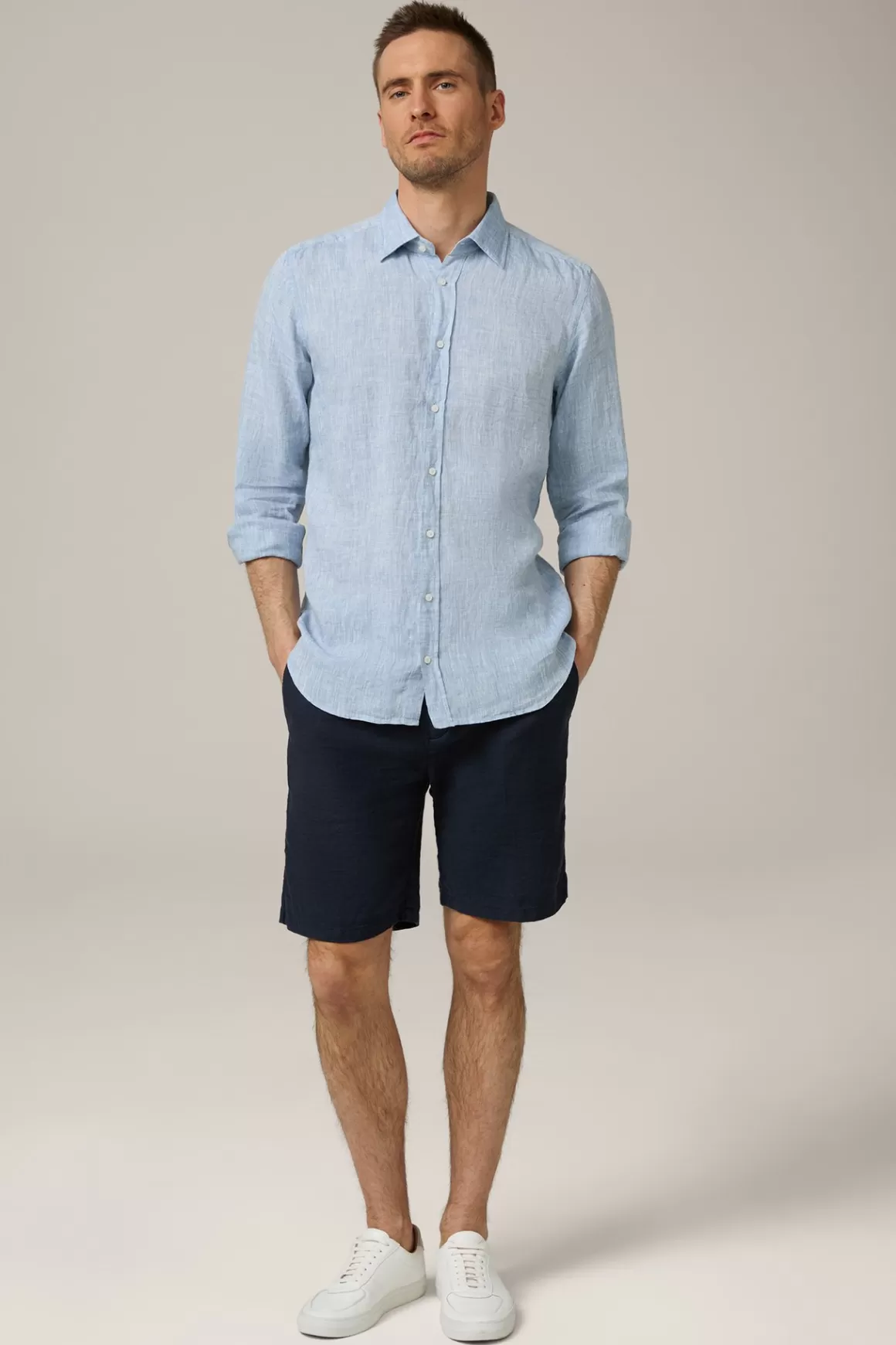 Lapo Linen Shirt In Blue Melange<Windsor Shop