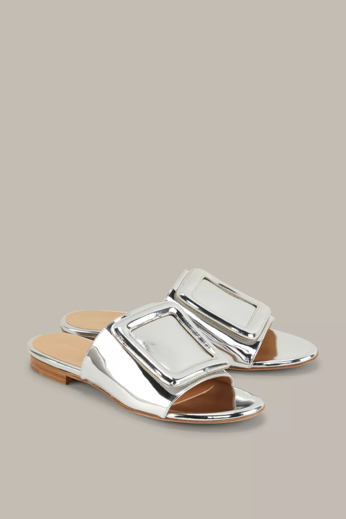 Leather Slides By Unutzer In Silver<Windsor Online