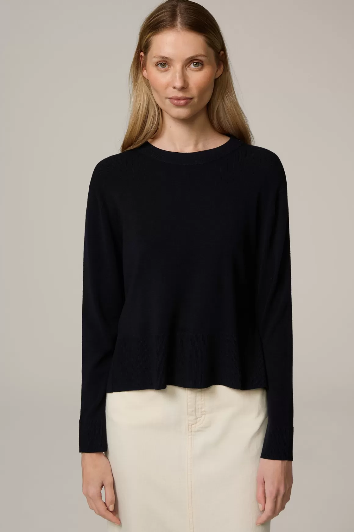 Merino Knitted Round Neck Pullover In Navy<Windsor Cheap