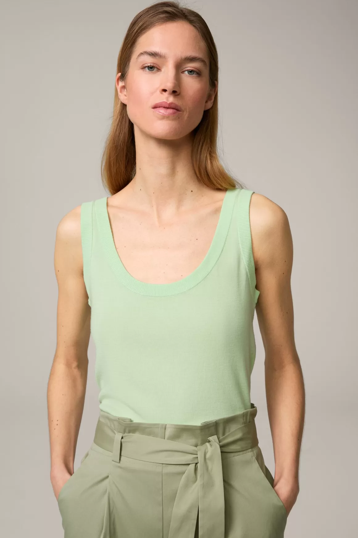 Merino Knitted Top In Light Green<Windsor New