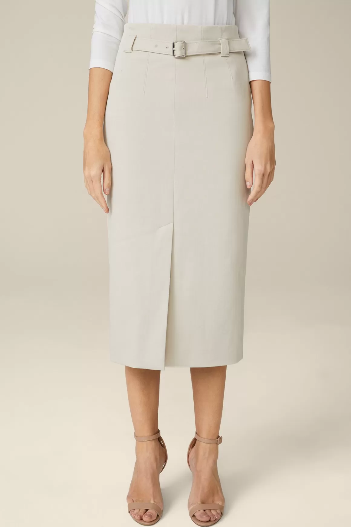 Midi Length Gabardine Pencil Skirt In Light Beige<Windsor Cheap