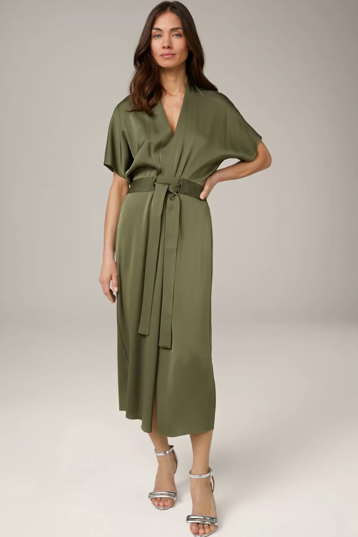 Midi-Length Crepe Dress In Olive<Windsor Sale