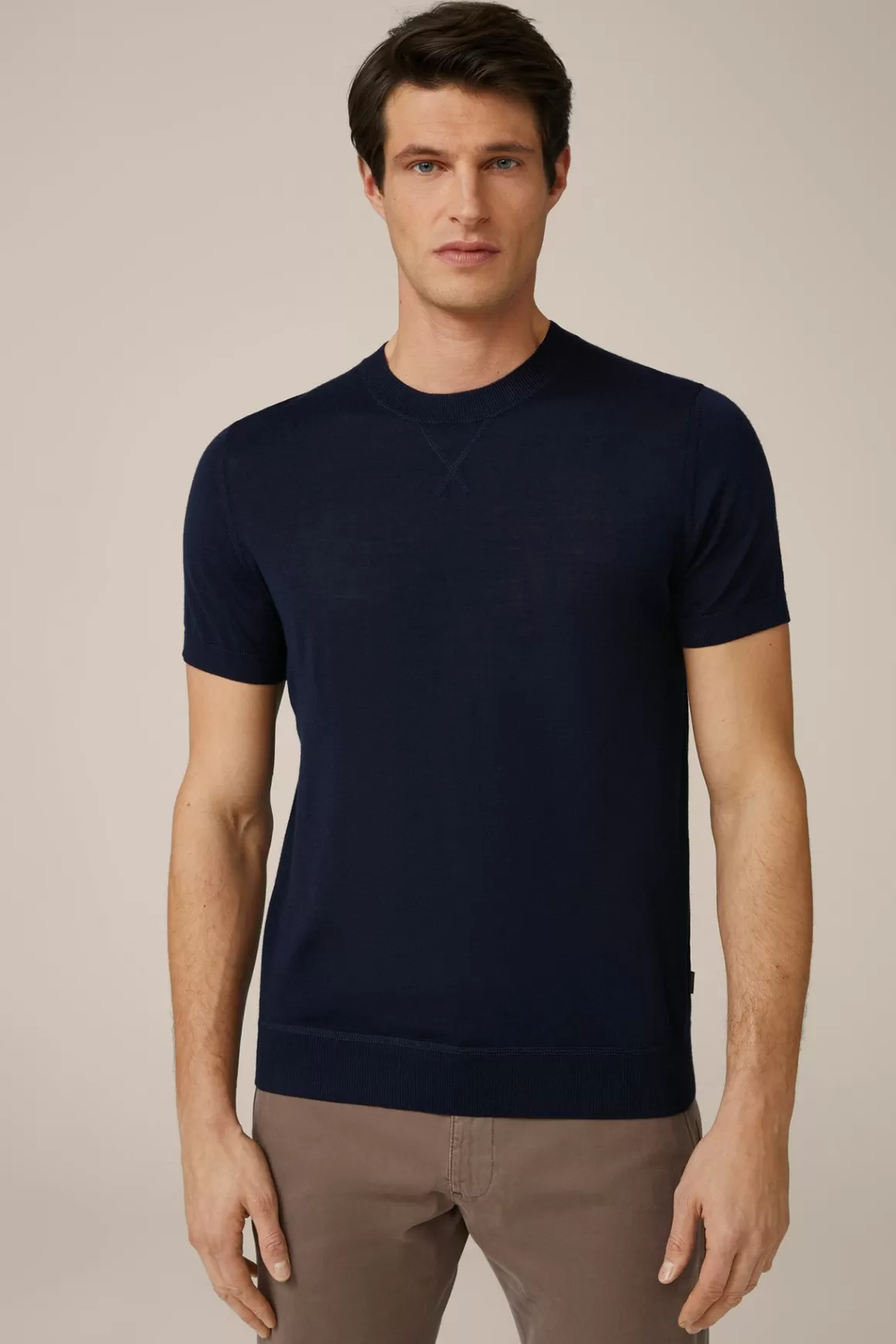 Nando Knitted T-Shirt In Navy<Windsor Shop