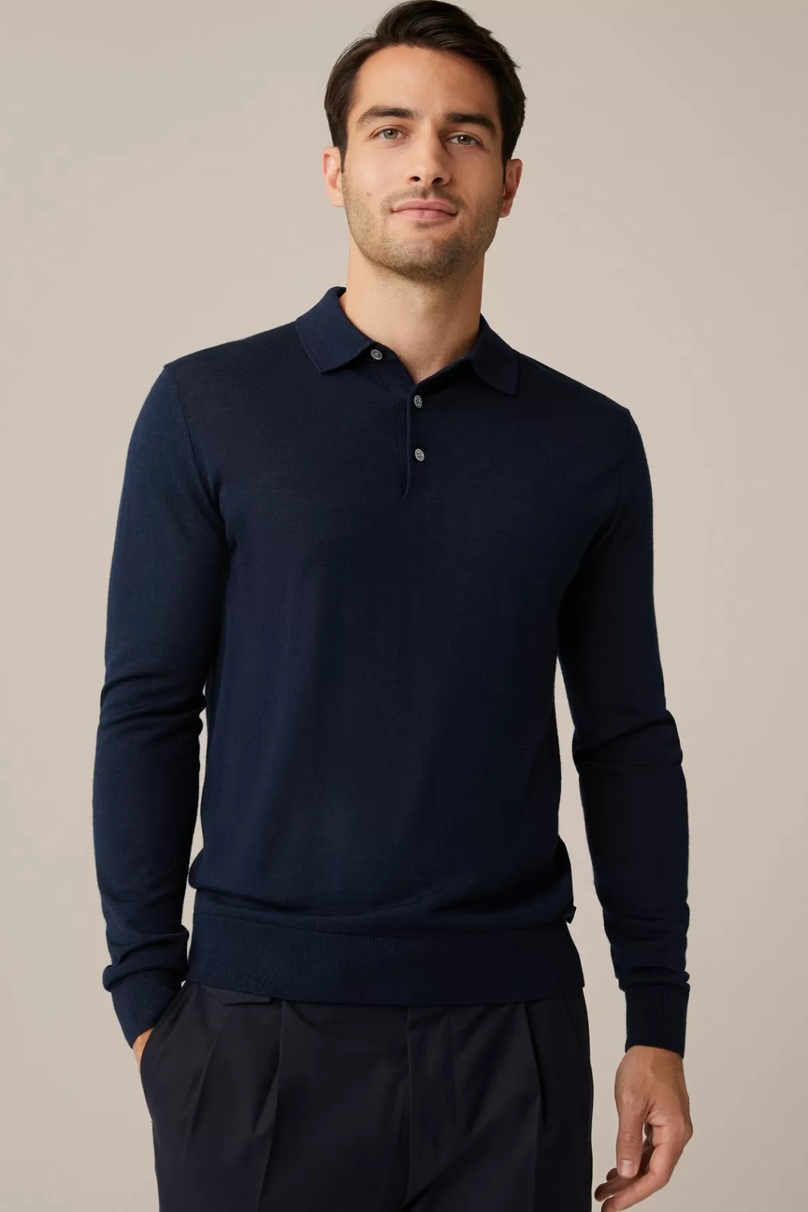 Nando Knitwear Polo With Silk And Cashmere In Navy<Windsor Cheap