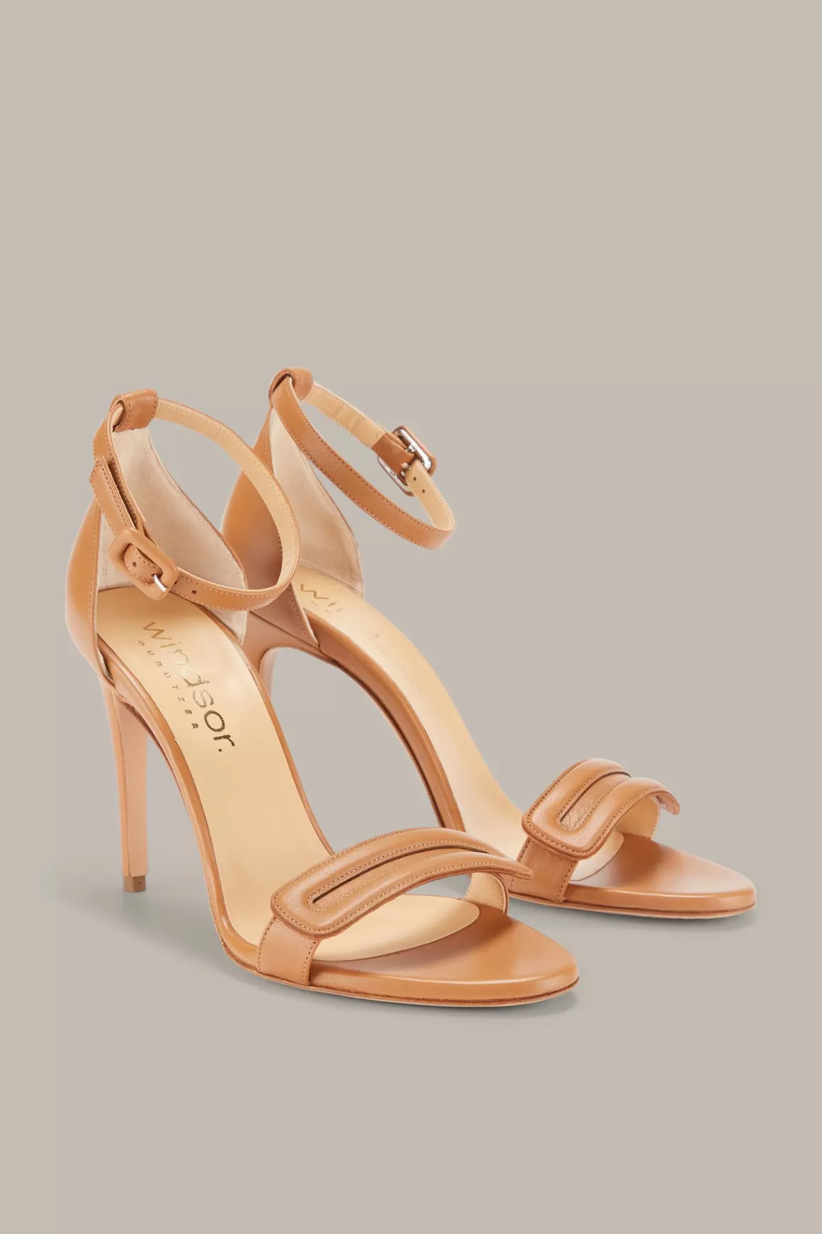 Nappa Leather Heeled Sandals By Unutzer In Cognac<Windsor Store