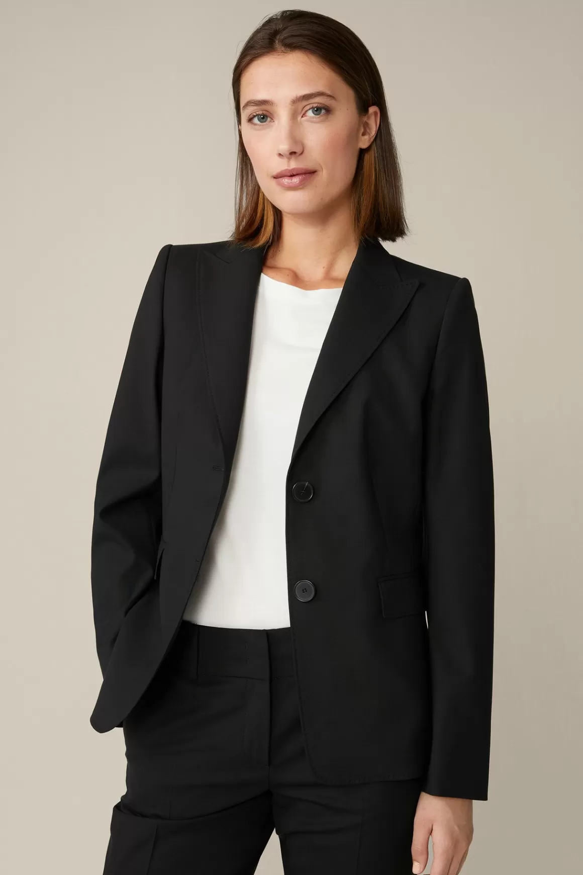 Virgin Wool Stretch Blazer In Black<Windsor Sale