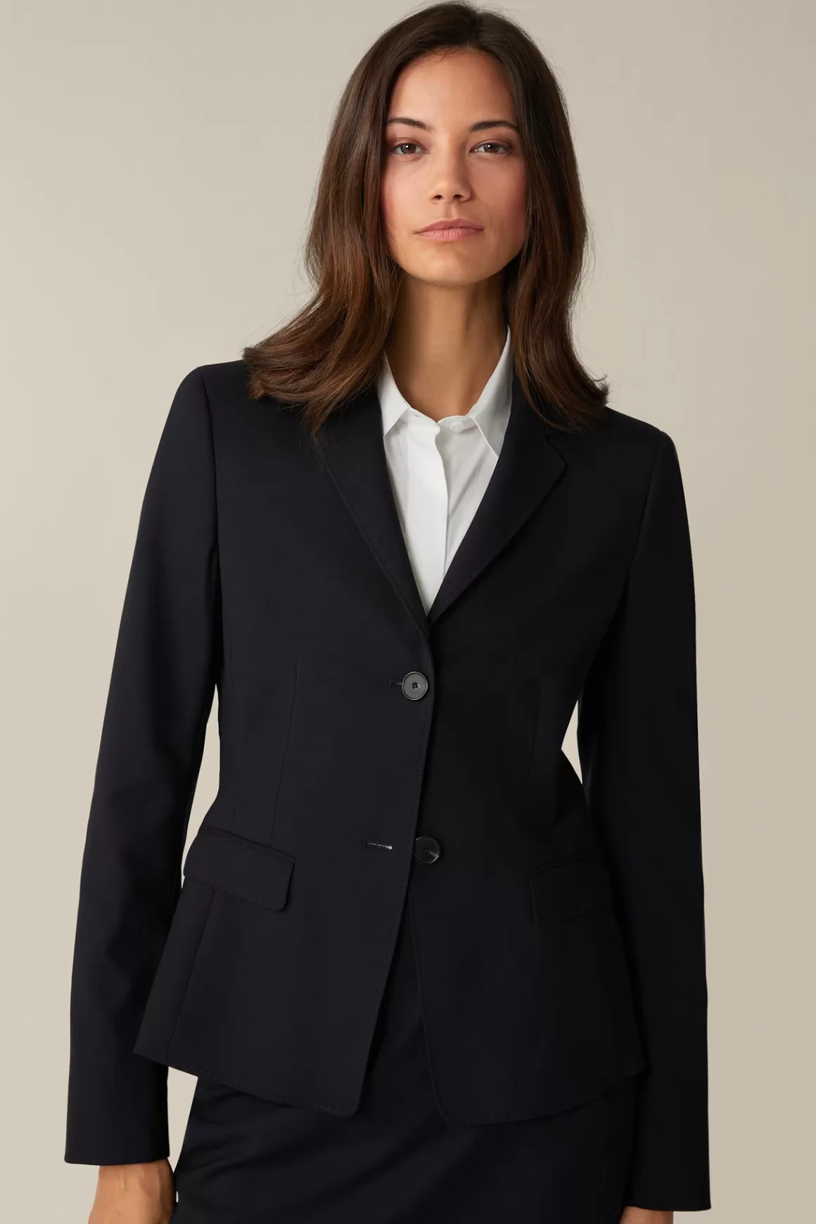 Virgin Wool Stretch Blazer In Navy<Windsor Outlet