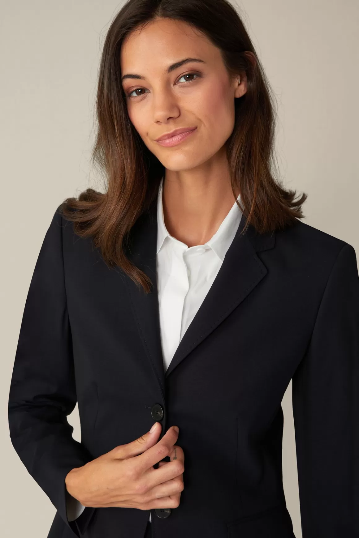 Virgin Wool Stretch Blazer In Navy<Windsor Outlet