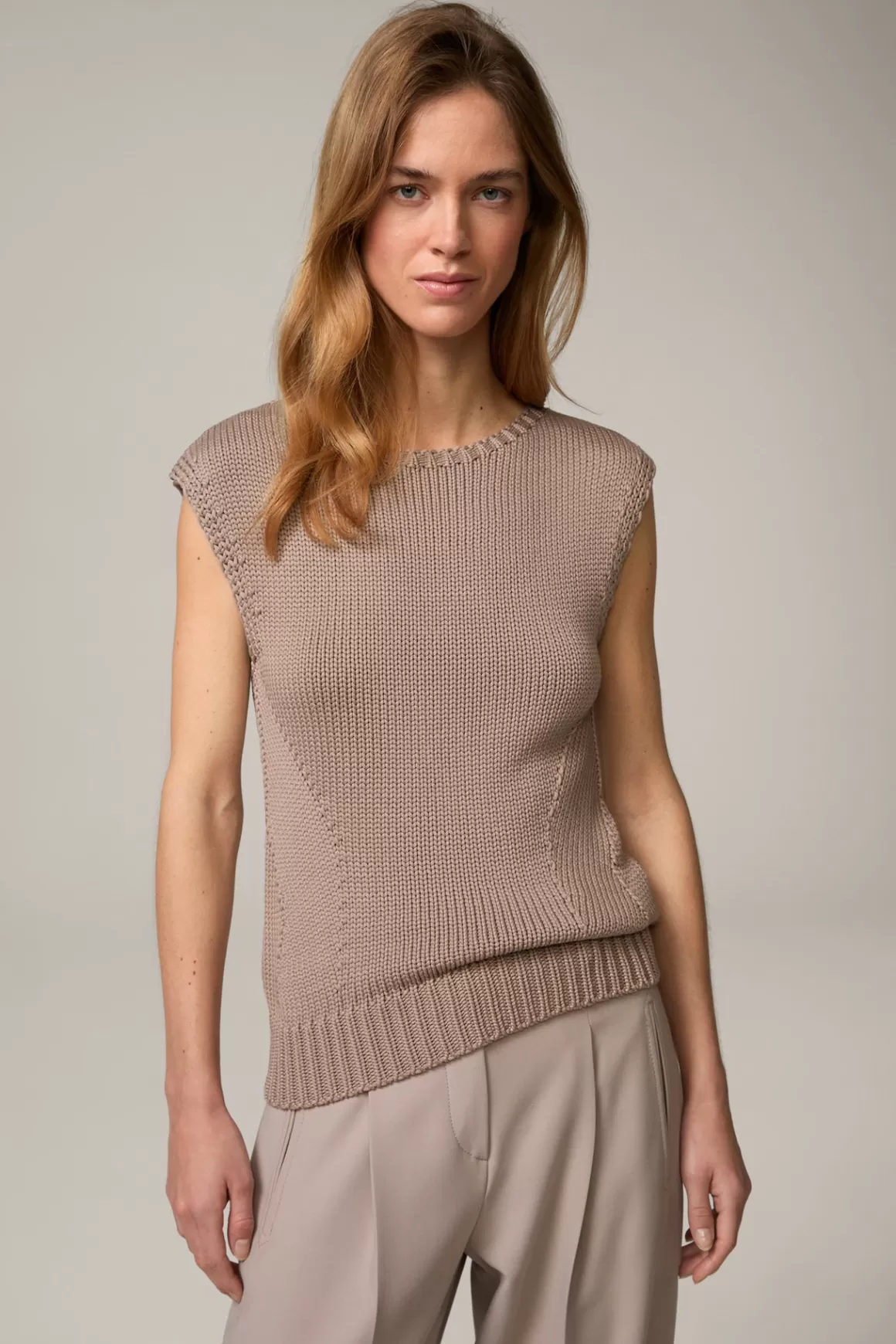 Viscose Mix Chunky Knit Top In Taupe<Windsor Cheap