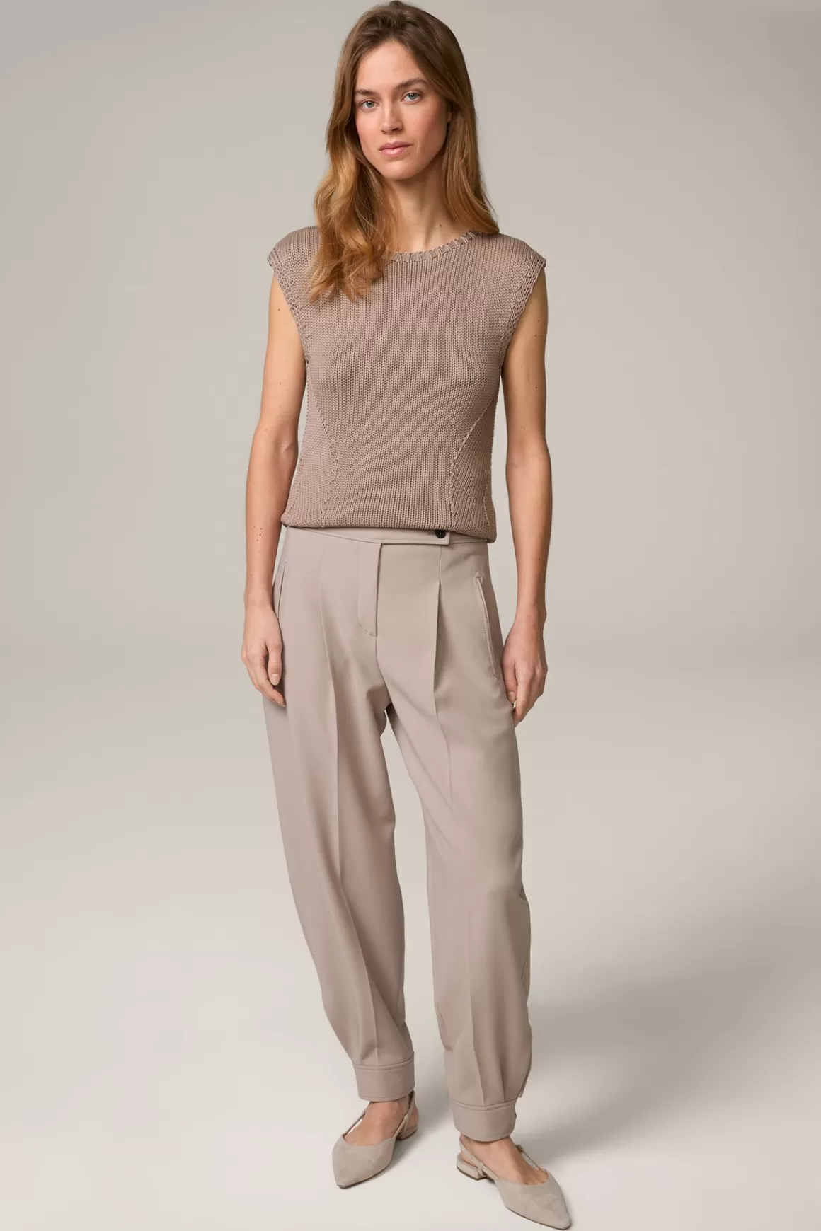 Viscose Mix Chunky Knit Top In Taupe<Windsor Cheap