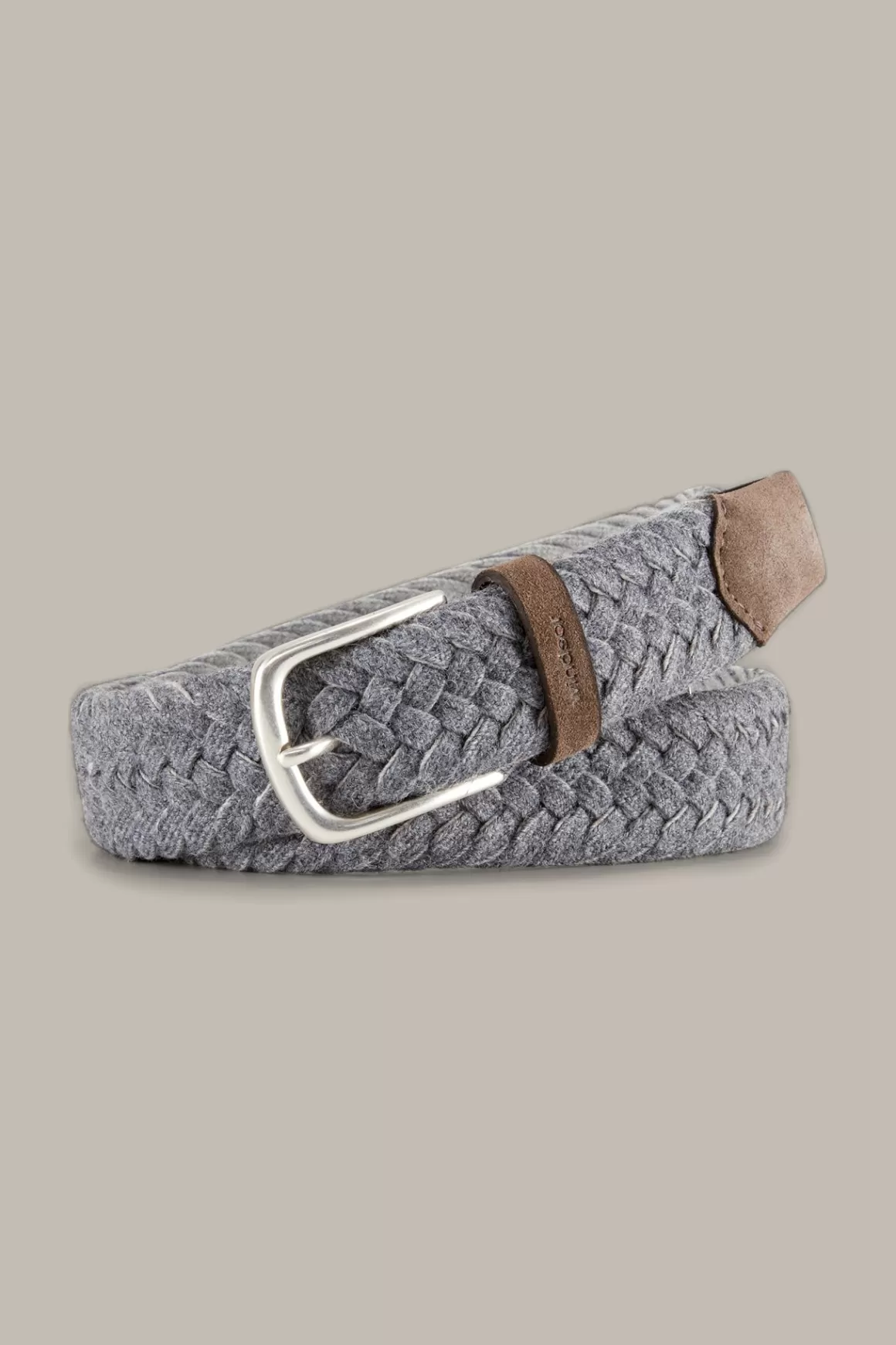 Wool And Suede Belt In Grey And Brown<Windsor Best