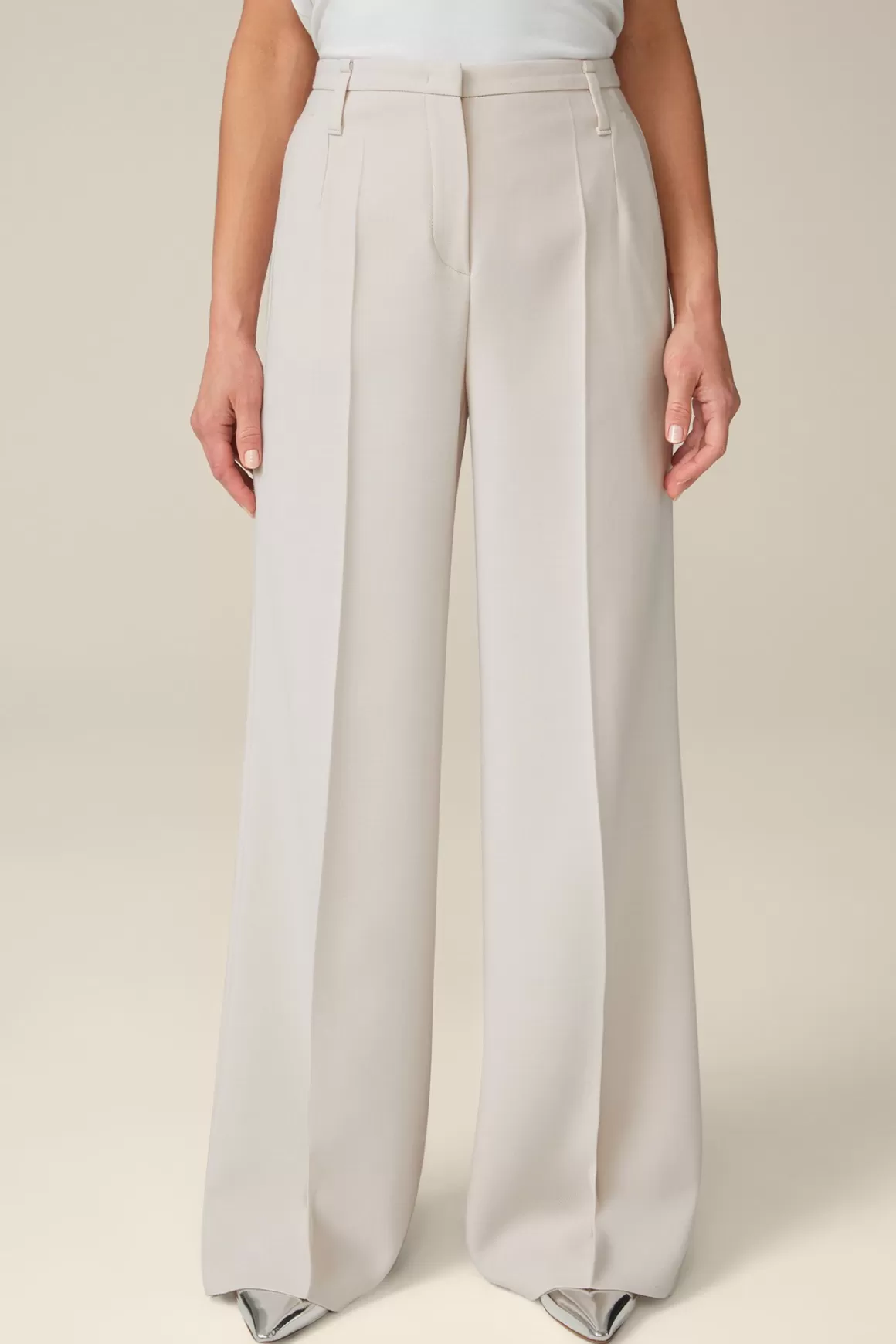 Wool Crepe Palazzo Trousers In Light Beige<Windsor Outlet